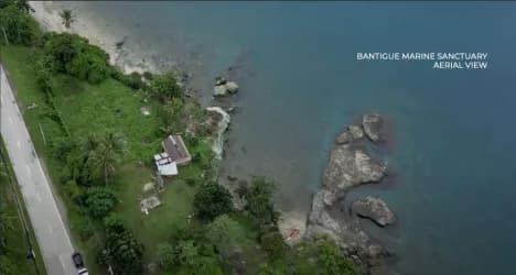 Aerial view of a coastal marine sanctuary