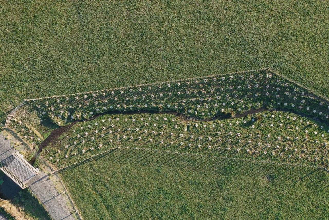 Aerial view of a regenerative farm